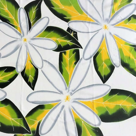 Paréo en fibranne peint à la main - Fleurs de tiaré