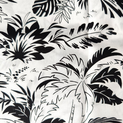 Coupon 25 x 110 cm - Tissu tahitien coton Cocotiers noirs et blanc