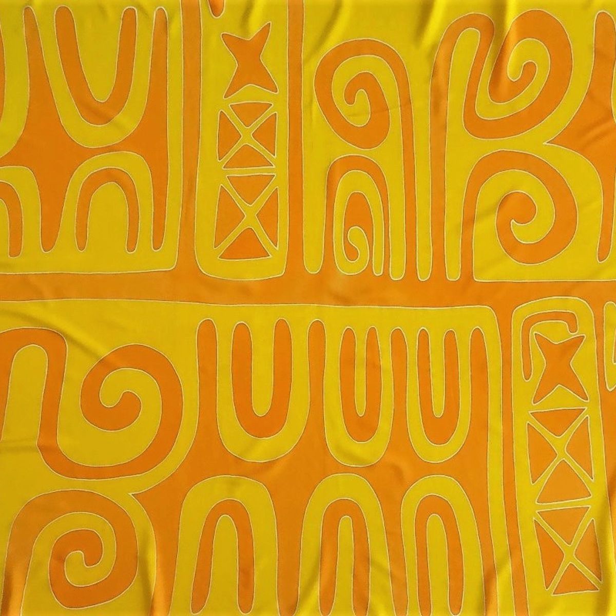 Paréo polynésien en fibranne - Motifs tapa traditionnel