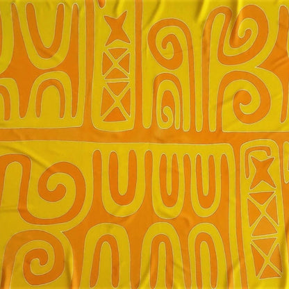 Paréo polynésien en fibranne - Motifs tapa traditionnel
