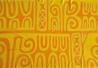 Paréo polynésien en fibranne - Motifs tapa traditionnel