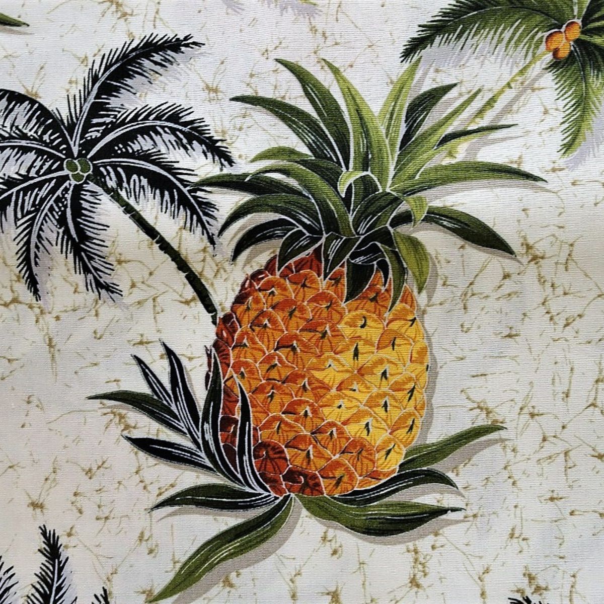 Coupon 25 x 110 cm - Tissu tahitien coton Ananas et cocotiers