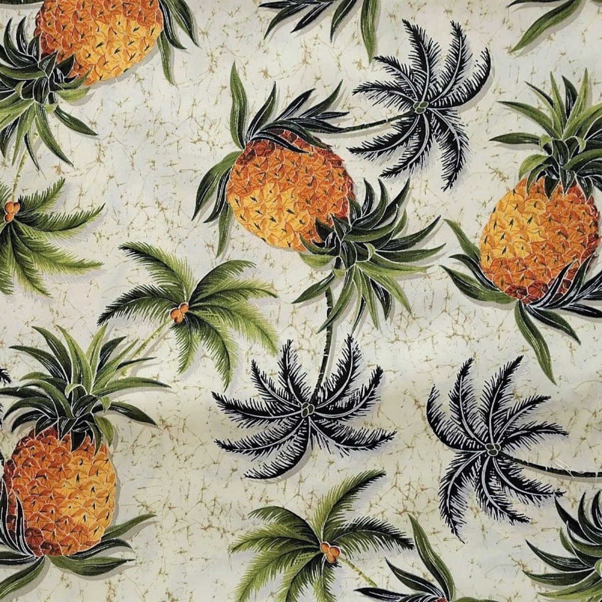 Coupon 25 x 110 cm - Tissu tahitien coton Ananas et cocotiers