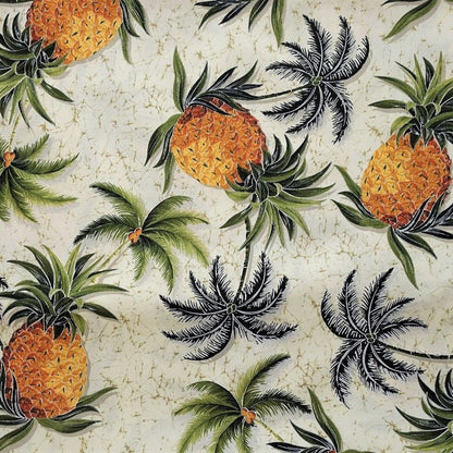 Coupon 25 x 110 cm - Tissu tahitien coton Ananas et cocotiers