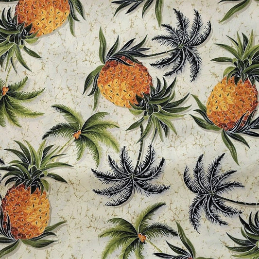 Coupon 25 x 110 cm - Tissu tahitien coton Ananas et cocotiers