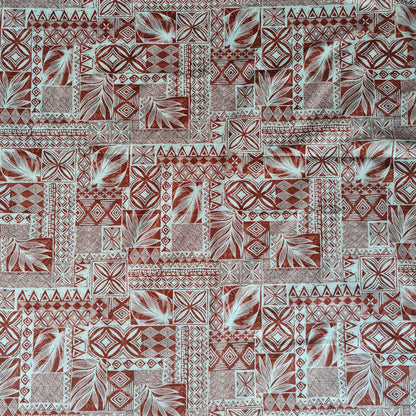 Tissu Tatouages Tahitiens marron et beige. 100% coton. 