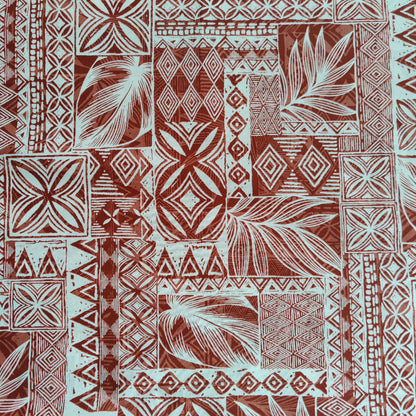 Tissu Tatouages Tahitiens marron et beige. 100% coton. 