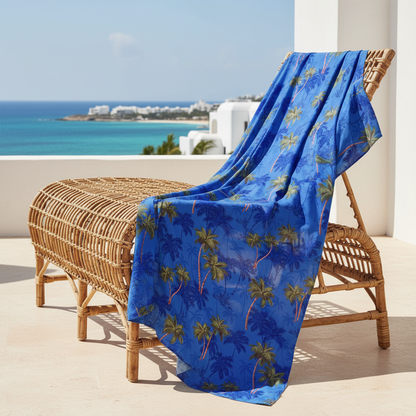 Tissu cocotiers bleu en situation