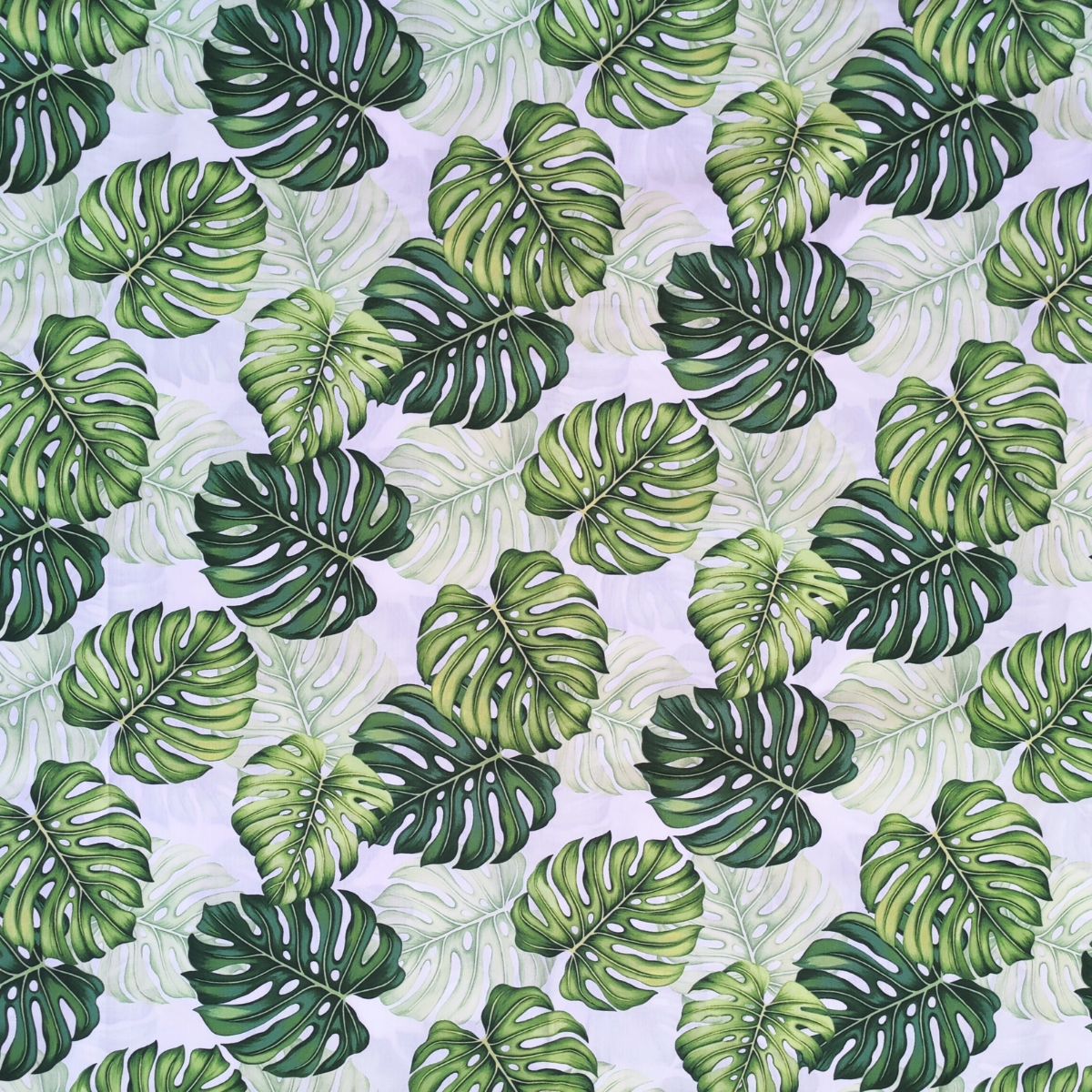Tissu coton Monstera aquarelle camaïeu vert blanc motifs tropicaux polynésiens Couleurs du Fénua